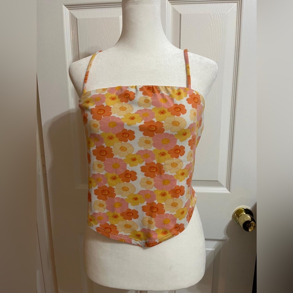 💚 Self Esteem Orange and yellow floral cami top